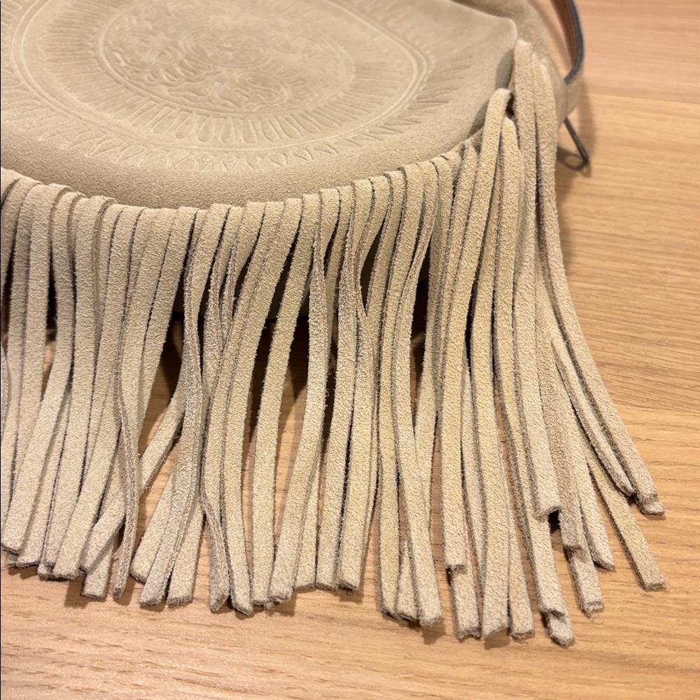 Patricia Nash Italian Leather Fringed Tan Crossbo… - image 4